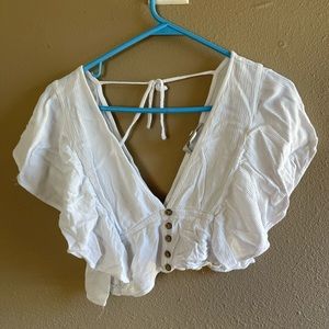 Cream colored crop top deep V neck and back size XS Forever 21 worn once